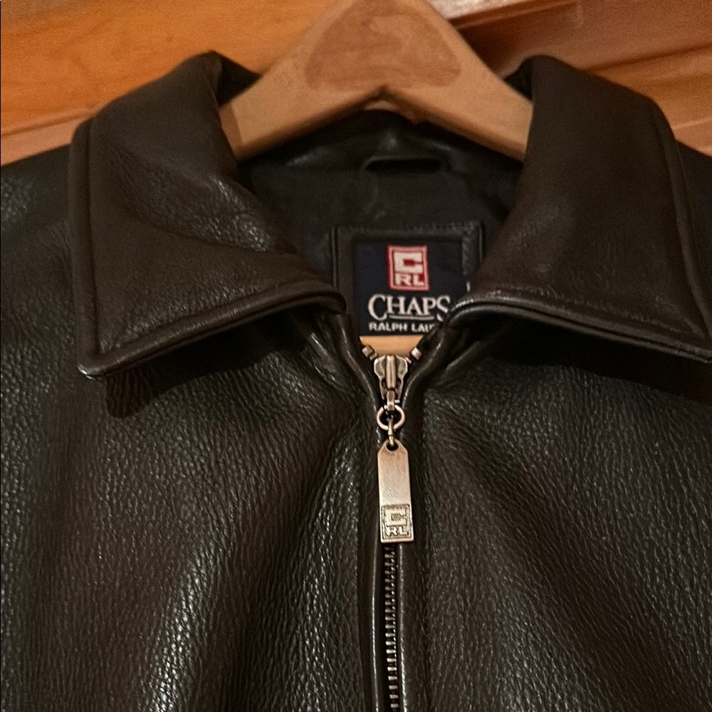 Chaps Ralph Lauren Black Leather Jacket